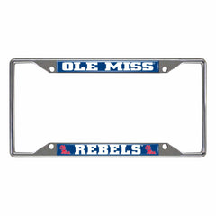Ole Miss Rebels Chrome Metal License Plate Frame, 6.25in x 12.25in - Ole Miss