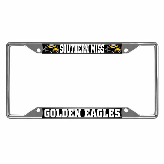 Southern Miss Golden Eagles Chrome Metal License Plate Frame, 6.25in x 12.25in