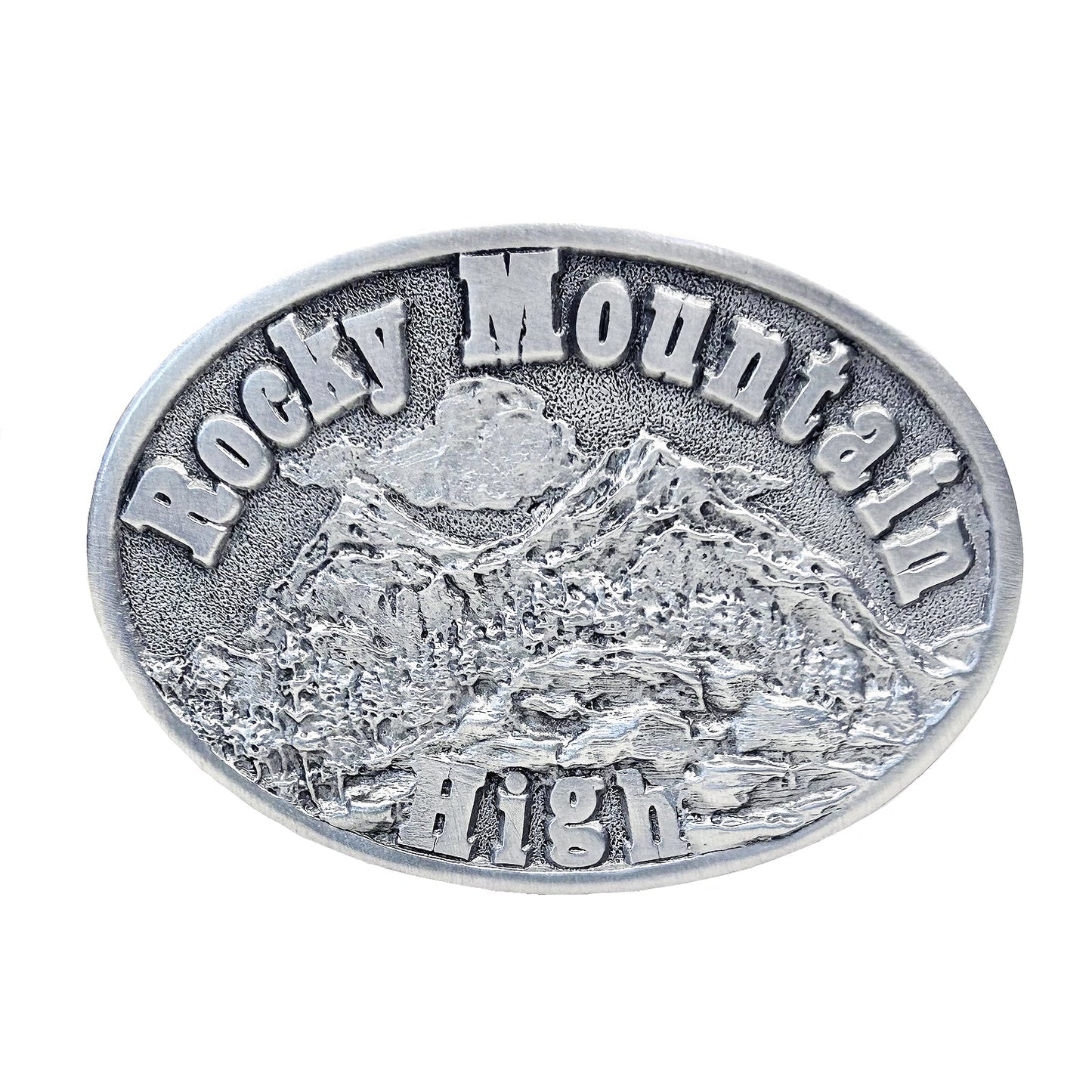 Rockmount Ranch Wear Pewter Rocky Mountain High Western Belt Buckle - Rockmount Clothing - Flyclothing LLC