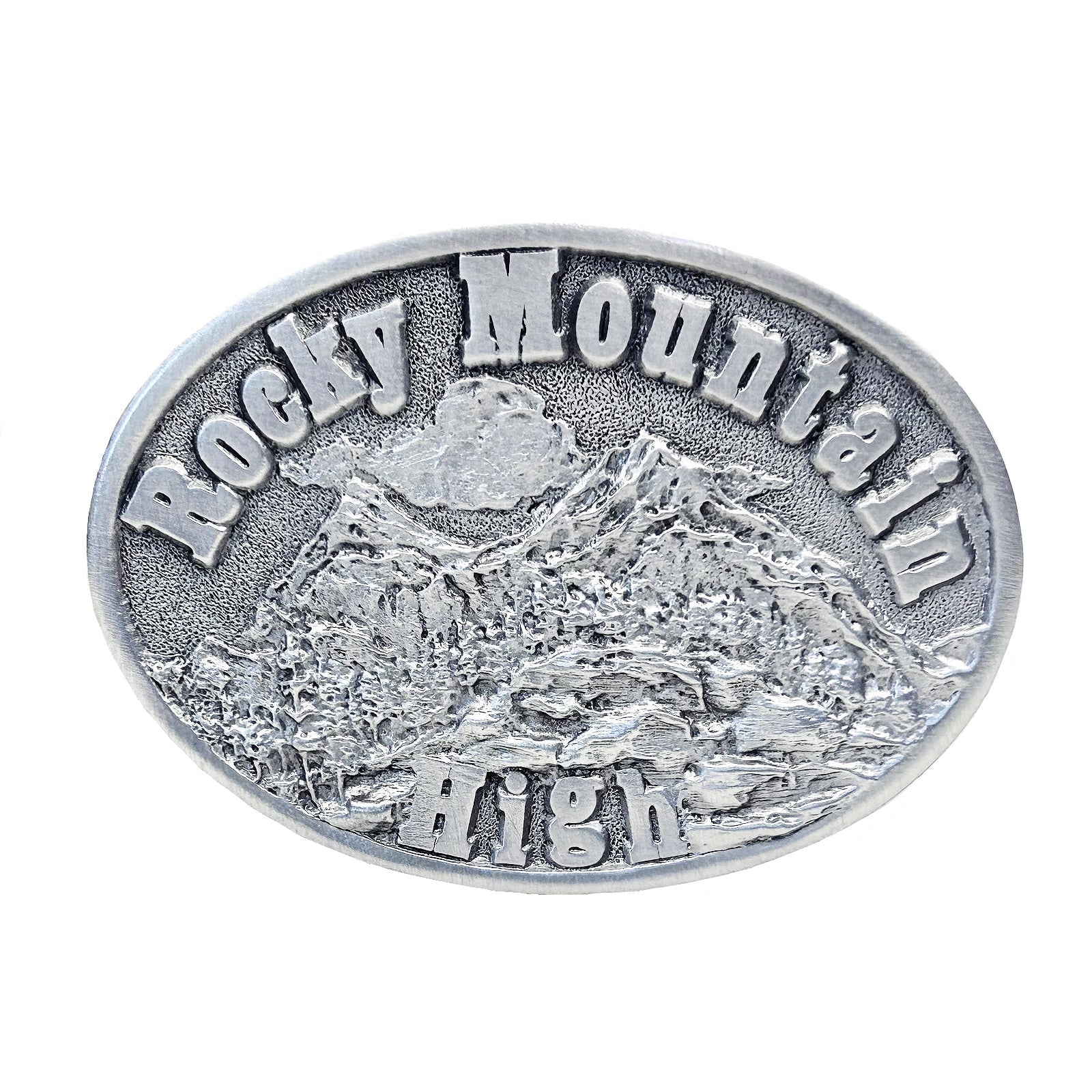 Rockmount Ranch Wear Pewter Rocky Mountain High Western Belt Buckle - Rockmount Clothing - Flyclothing LLC