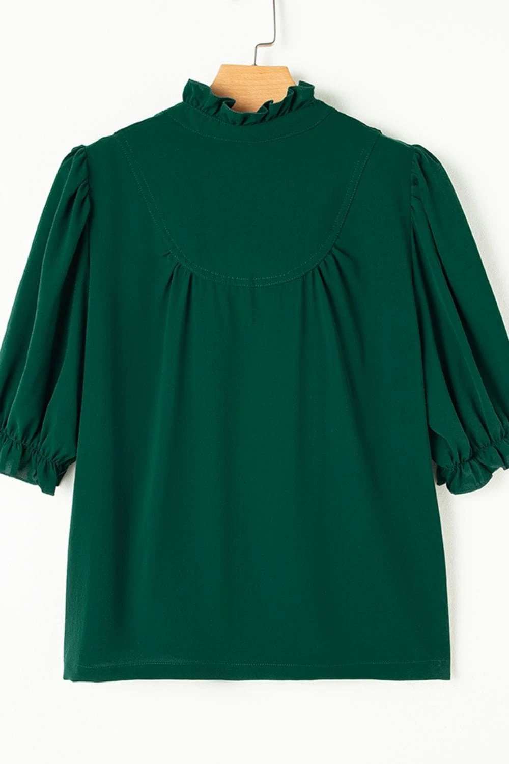 Puff Sleeve Frilled Trim Elegant Blouse - Trendsi - Flyclothing LLC
