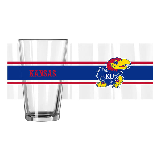 Kansas 16oz Stripe Pint Glass - Logo Brands - Flyclothing LLC