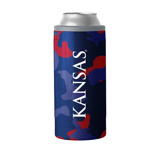 Kansas Camo Swagger 12oz Slim Can Coolie - Logo Brands - Flyclothing LLC