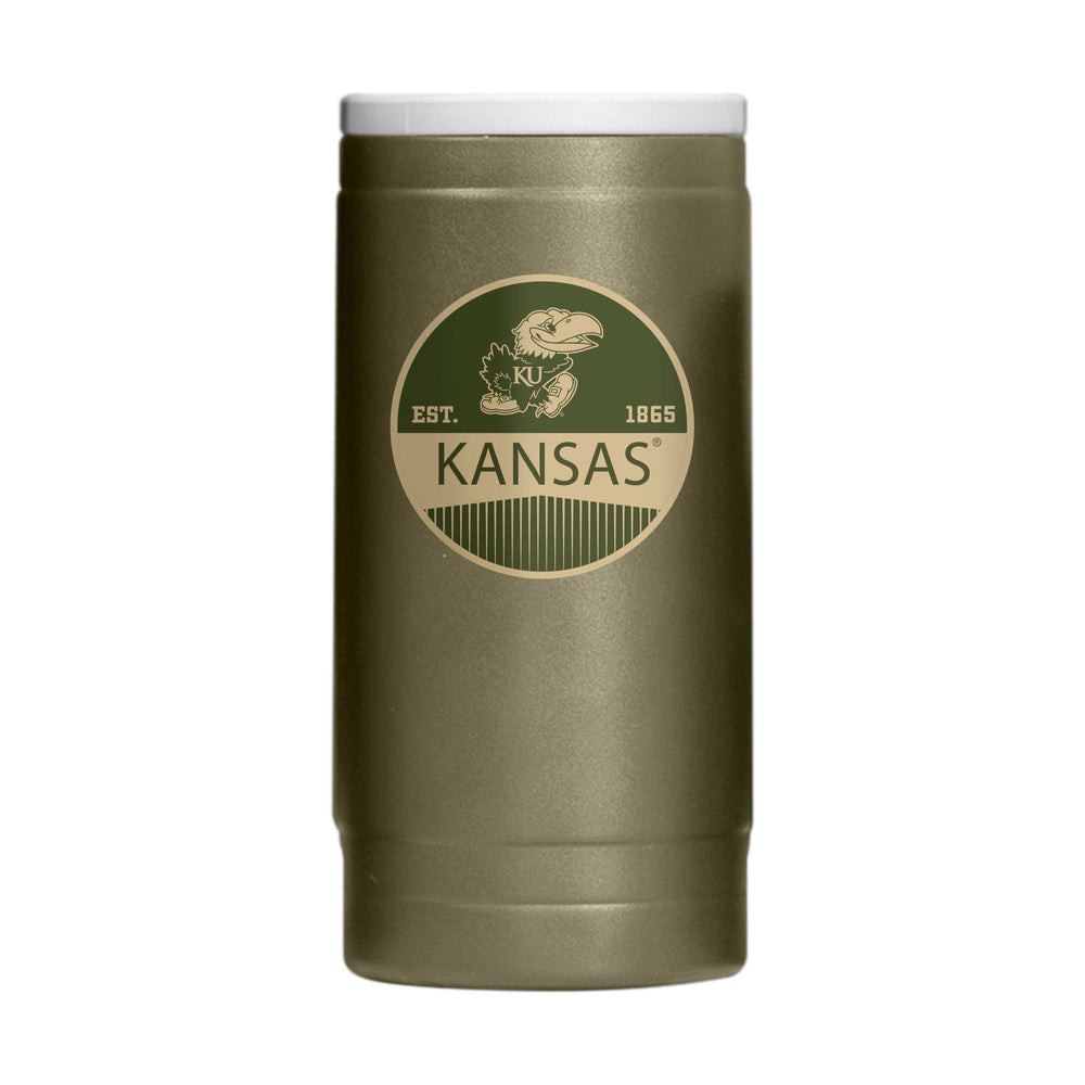 Kansas 12oz Badge Powdercoat SlimCan Coolie - Logo Brands - Flyclothing LLC