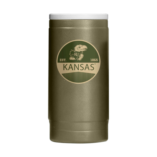 Kansas 12oz Badge Powdercoat SlimCan Coolie - Logo Brands - Flyclothing LLC