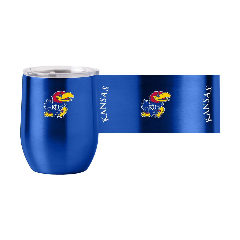 Kansas 16oz Gameday Stainless Curved Beverage - Logo Brands - Flyclothing LLC