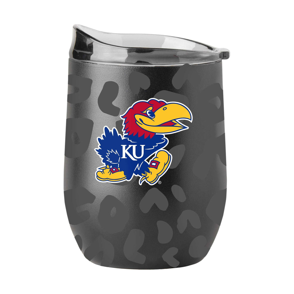 Kansas Leopard 16oz Black Powdercoat Curved Beverage - Logo Brands - Flyclothing LLC