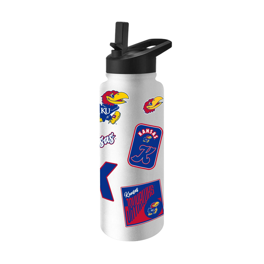 Kansas 34oz White Dreamweave Quencher Bottle - Logo Brands - Flyclothing LLC