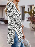 Full Size Side Zip Printed V-Neck Long Sleeve T-Shirt - Trendsi