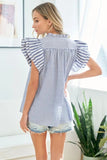 First Love Full Size Striped Flutter Sleeve Blouse - Trendsi