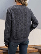 Decorative Button Long Sleeve Sweatshirt - Trendsi - Flyclothing LLC