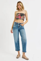RISEN Full Size High Rise Crop Boyfriend Jeans Plus Size - Trendsi - Flyclothing LLC