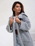 Pocketed Collared Neck Dropped Shoulder Cardigan - Trendsi - Flyclothing LLC
