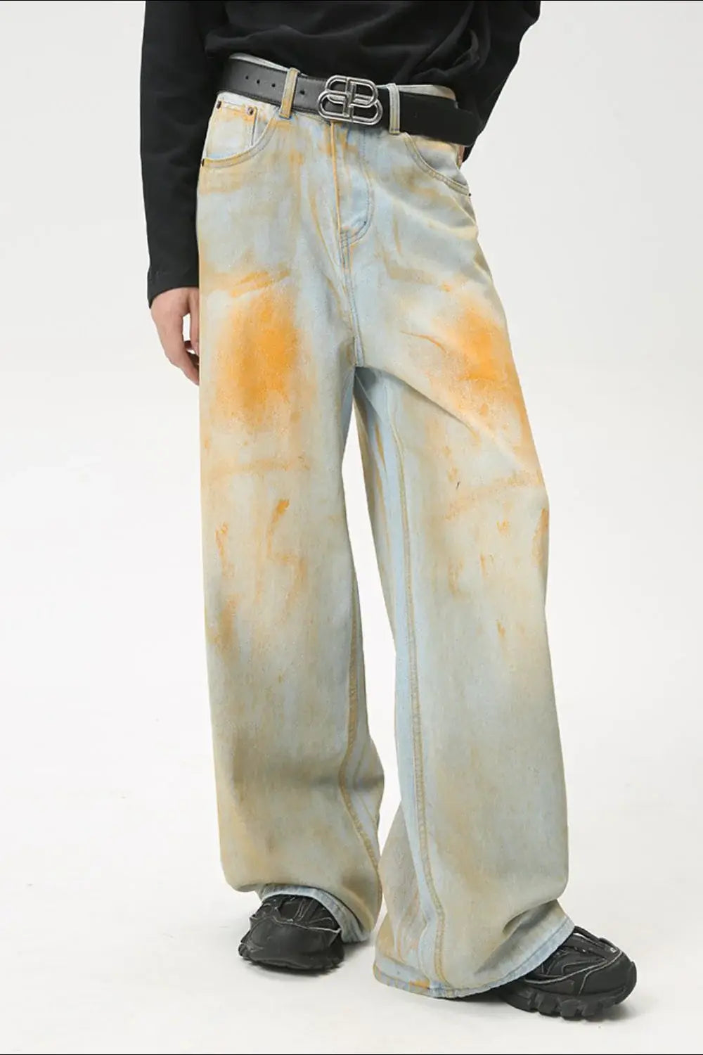 Waste Soil Wide Leg Jeans - Trendsi - Flyclothing LLC
