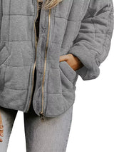Full Size Zip Up Quilted Bomber Jacket Plus Size - Trendsi - Flyclothing LLC