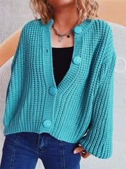 Button Up Long Sleeve Cardigan - Trendsi