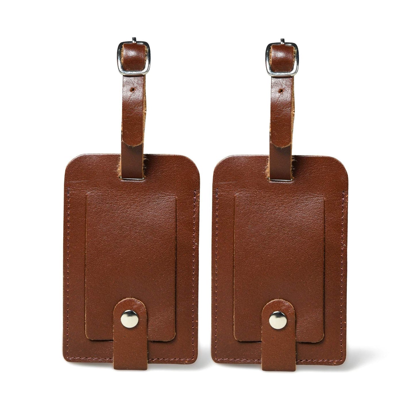 Dark Brown Leather Luggage Tags Set - Classy Leather Bags - Flyclothing LLC