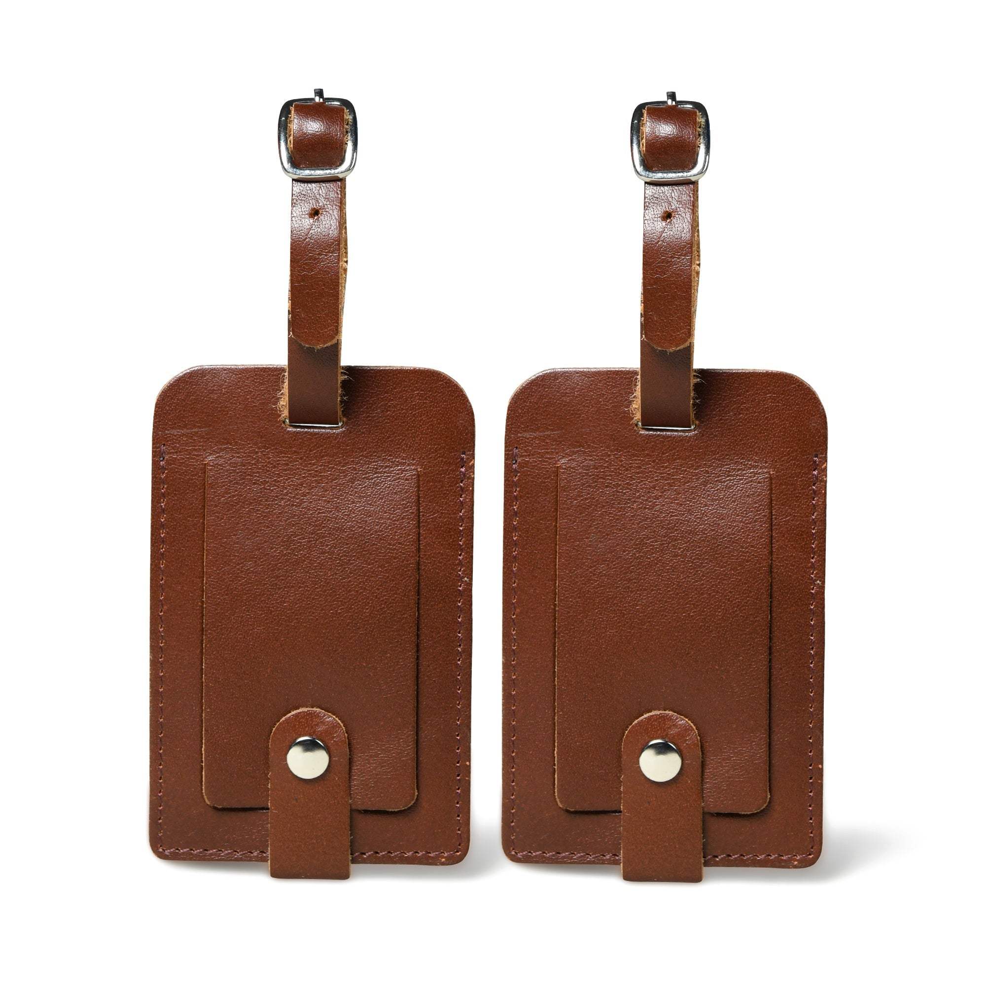 Dark Brown Leather Luggage Tags Set - Classy Leather Bags - Flyclothing LLC