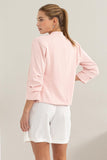 HYFVE Open Front Ruched Sleeve Blazer - Trendsi