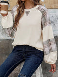 Perfee Plaid Round Neck Long Sleeve Sweatshirt - Trendsi