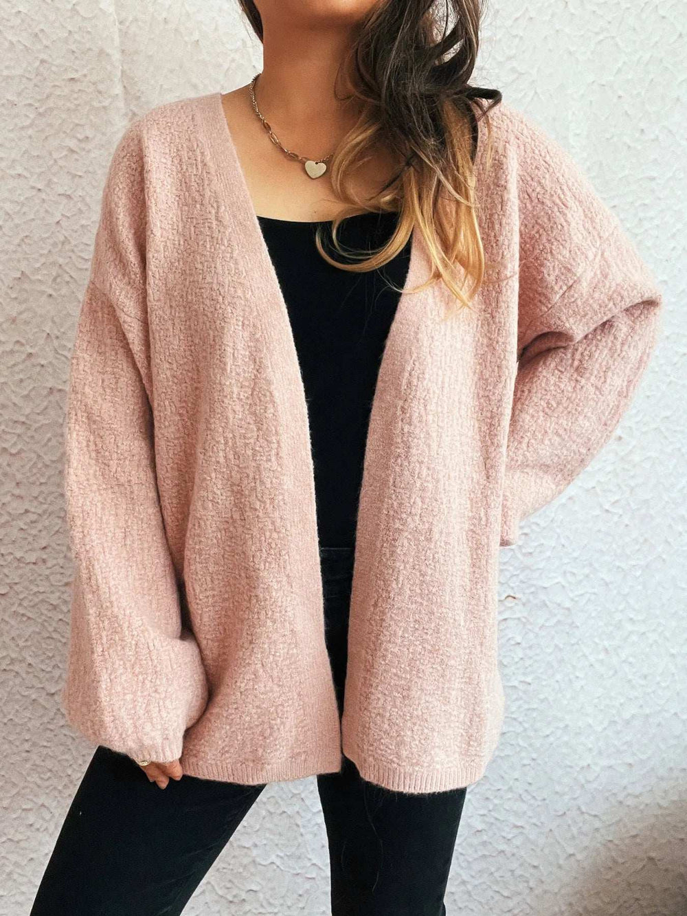 Open Front Long Sleeve Cardigan - Trendsi - Flyclothing LLC