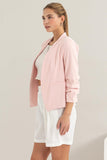 HYFVE Open Front Ruched Sleeve Blazer - Trendsi