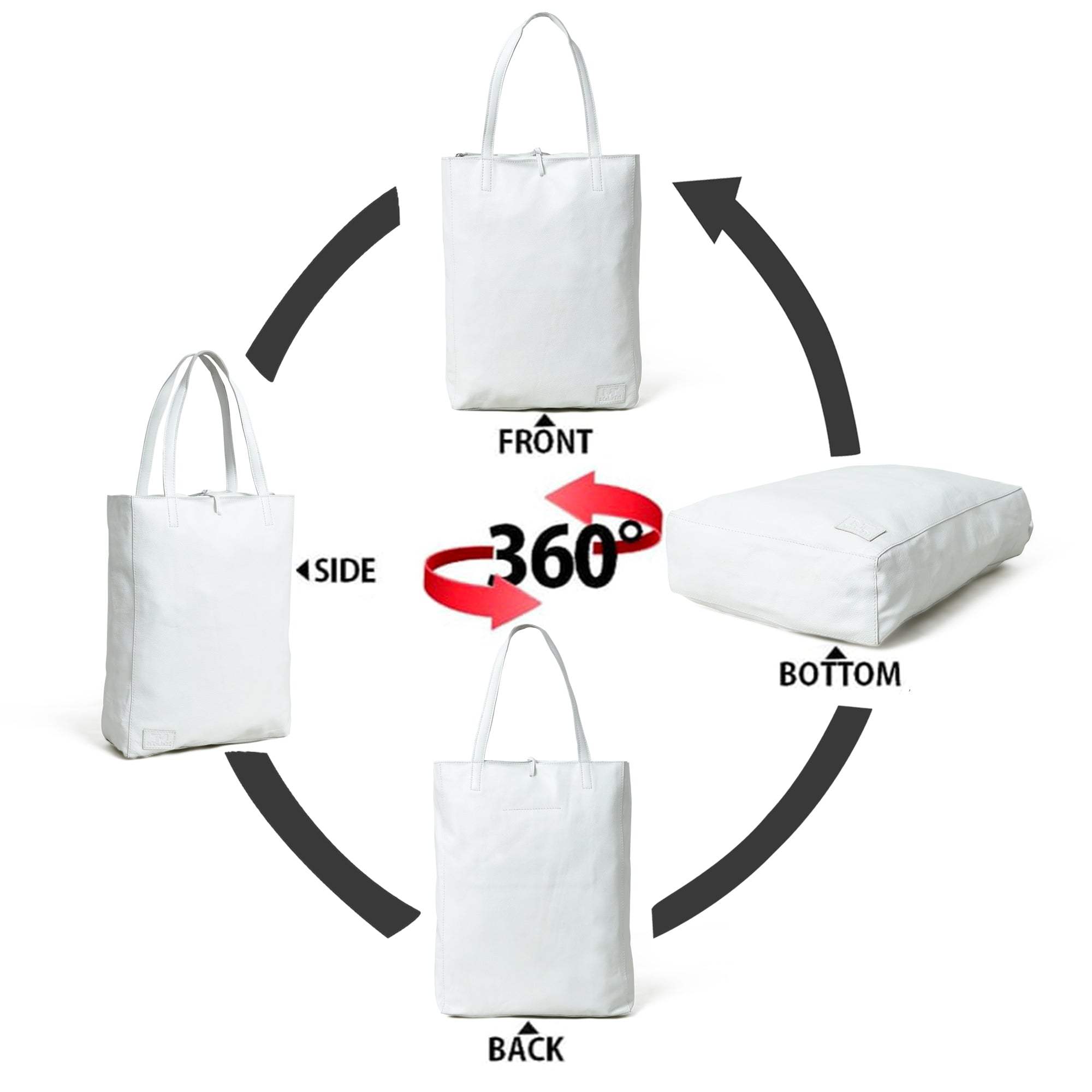 White Leather Shoulder Tote Bag - Classy Leather Bags - Flyclothing LLC
