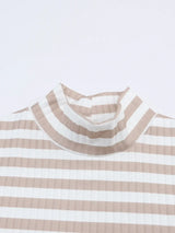 Striped Textured Knit Long Sleeve Tee - Trendsi - Flyclothing LLC