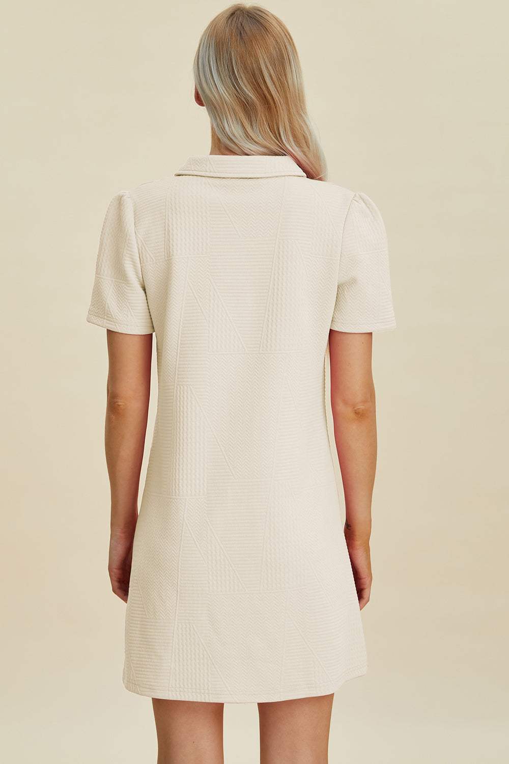 Double Take Full Size Texture Short Sleeve Dress - Trendsi - Flyclothing LLC