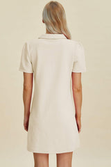 Double Take Full Size Texture Short Sleeve Dress - Trendsi - Flyclothing LLC