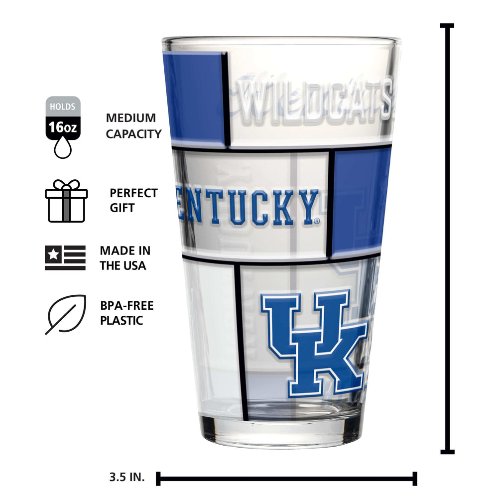 Kentucky 16oz Quilted Stained Pint Glass - Logo Brands - Flyclothing LLC