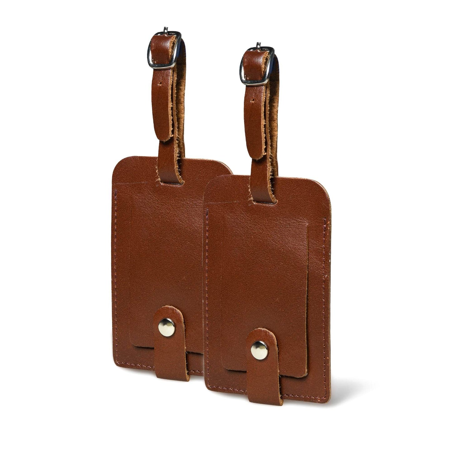 Dark Brown Leather Luggage Tags Set - Classy Leather Bags - Flyclothing LLC