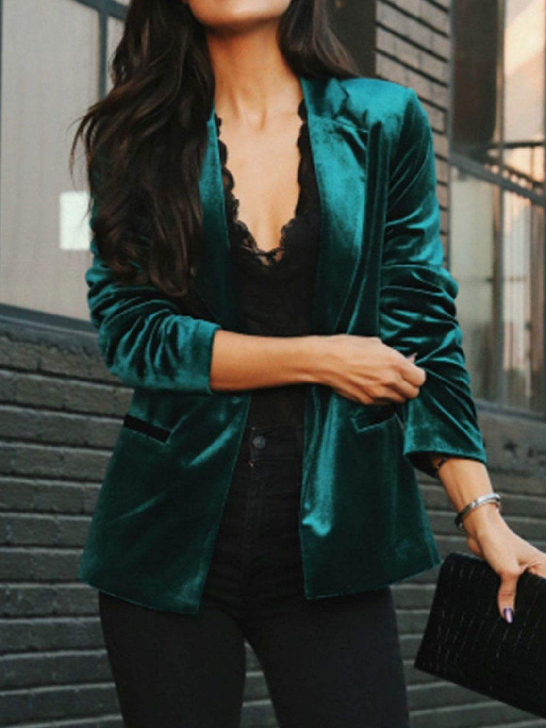 Button Up Lapel Collar Blazer - Trendsi - Flyclothing LLC