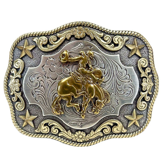 Rockmount Ranch Ware Bronc Rider Western Belt Buckle in Gold - Rockmount Clothing - Flyclothing LLC