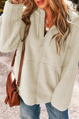 Drawstring Zip Up Long Sleeve Hooded Jacket - Trendsi - Flyclothing LLC
