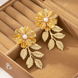 18K Gold-Plated Flower Earrings - Trendsi - Flyclothing LLC