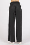 Mittoshop Stretch Banded Waist Wide Leg Pants with Pockets - Trendsi