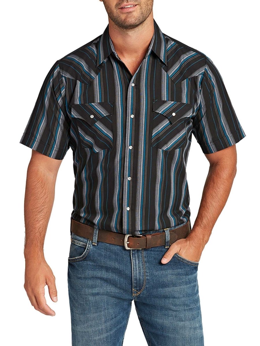 Men's Ely Cattleman Short Sleeve Stripe Western Snap Shirt - Ely Cattleman - Flyclothing LLC