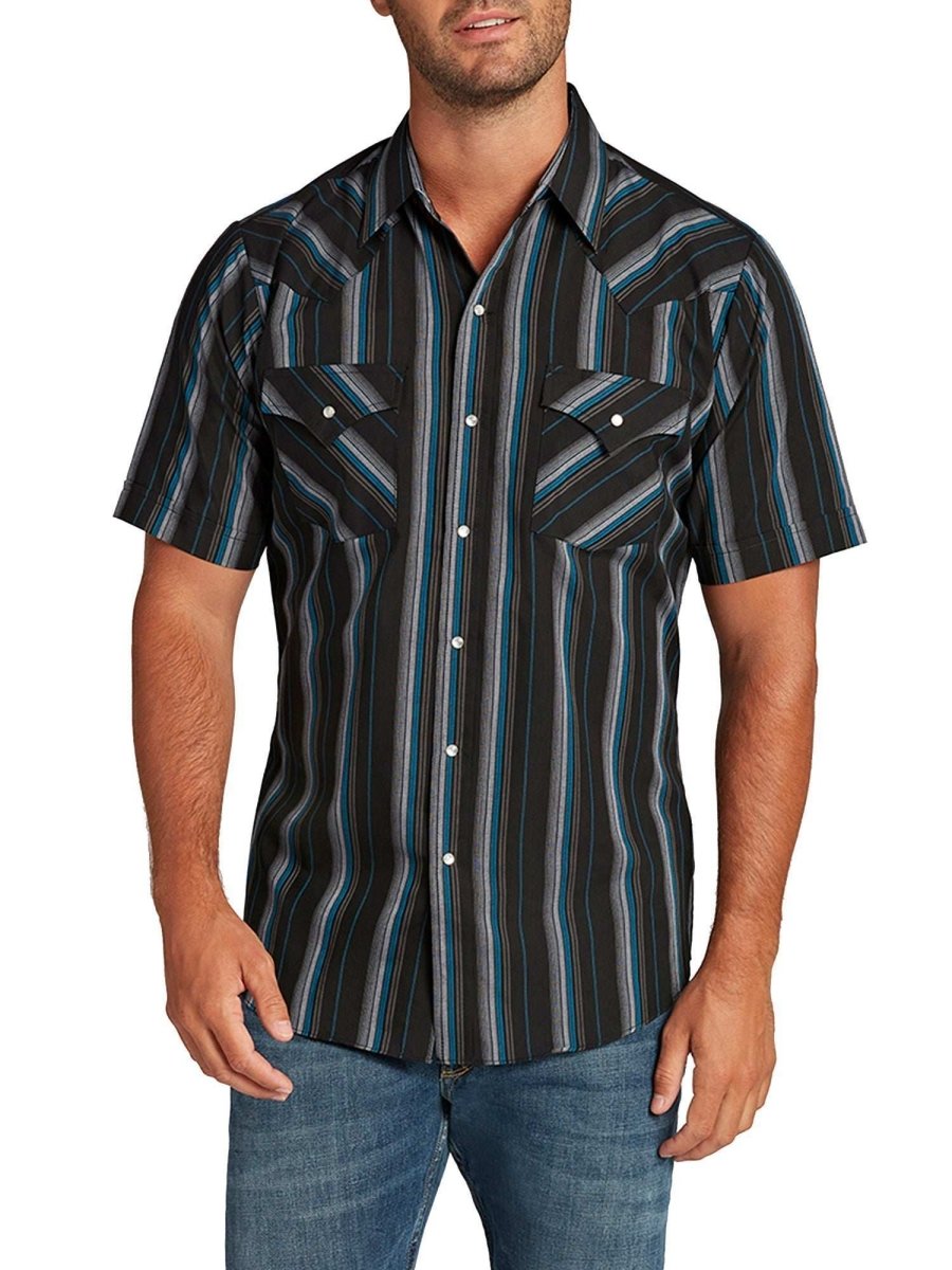 Men's Ely Cattleman Short Sleeve Stripe Western Snap Shirt - Ely Cattleman - Flyclothing LLC