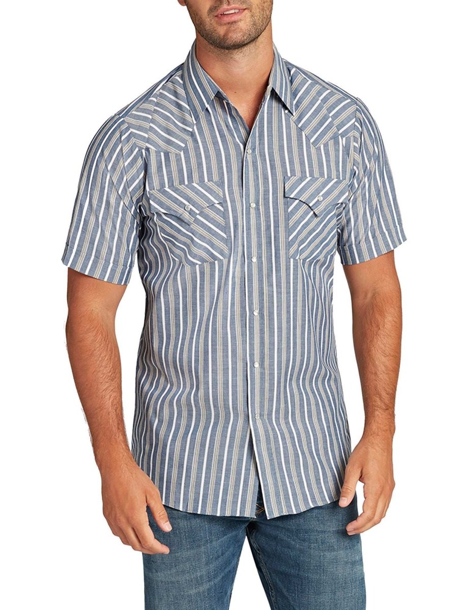 Men's Ely Cattleman Short Sleeve Stripe Western Snap Shirt - Ely Cattleman - Flyclothing LLC