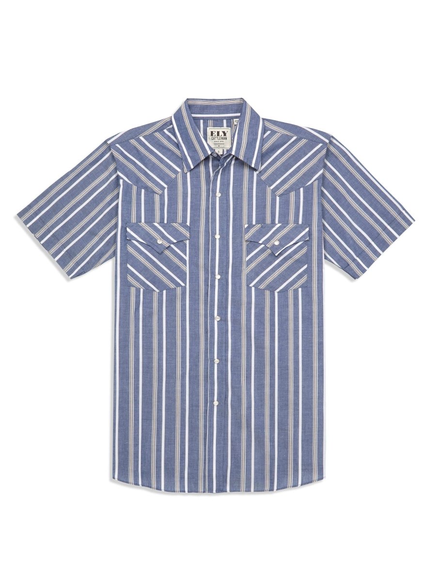 Men's Ely Cattleman Short Sleeve Stripe Western Snap Shirt - Ely Cattleman - Flyclothing LLC
