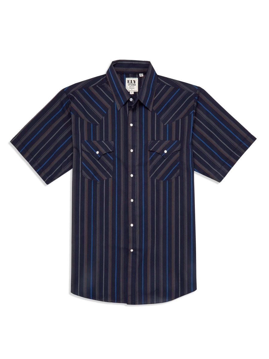 Men's Ely Cattleman Short Sleeve Stripe Western Snap Shirt - Ely Cattleman - Flyclothing LLC