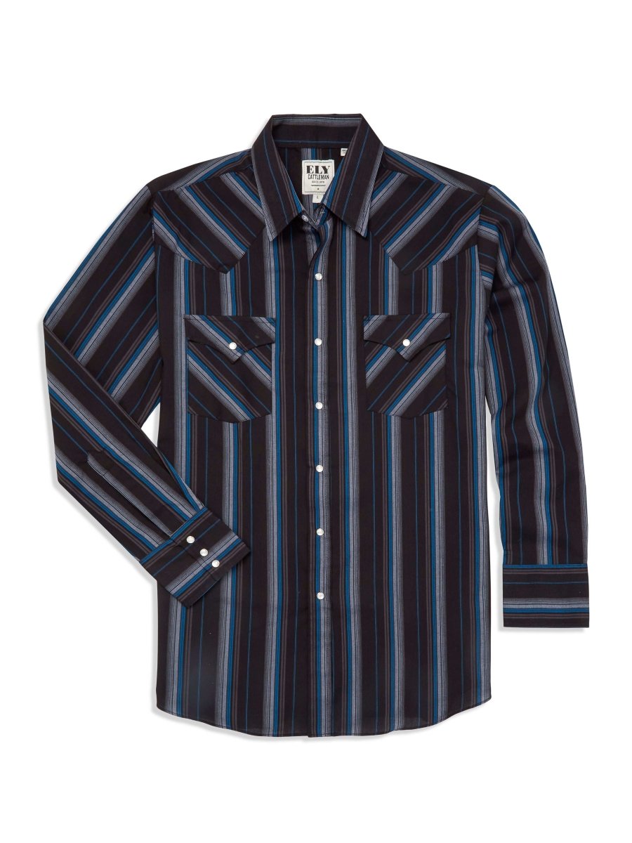 Men's Ely Cattleman Long Sleeve Stripe Western Snap Shirt - Ely Cattleman - Flyclothing LLC