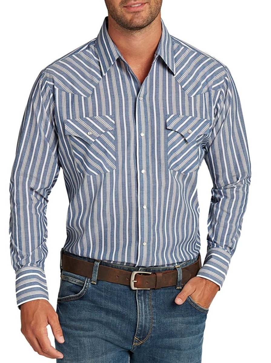 Men's Ely Cattleman Long Sleeve Stripe Western Snap Shirt - Ely Cattleman - Flyclothing LLC