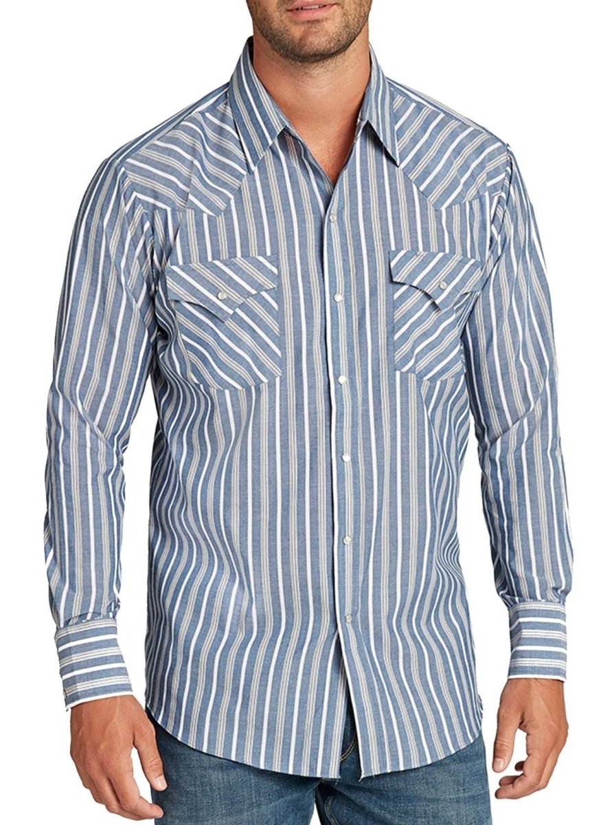 Men's Ely Cattleman Long Sleeve Stripe Western Snap Shirt - Ely Cattleman - Flyclothing LLC