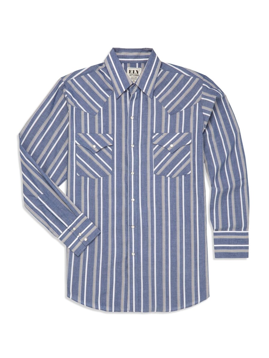 Men's Ely Cattleman Long Sleeve Stripe Western Snap Shirt - Ely Cattleman - Flyclothing LLC