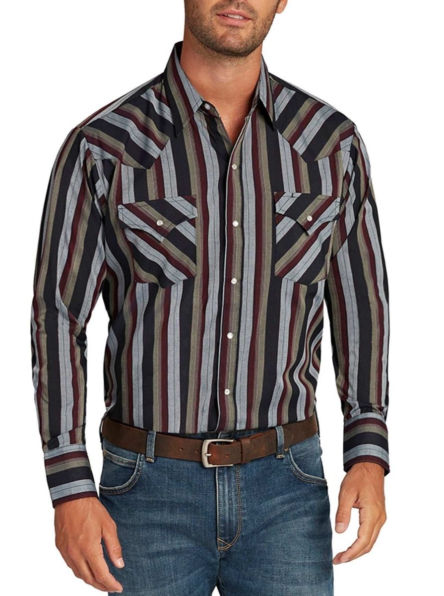 Men's Ely Cattleman Long Sleeve Stripe Western Snap Shirt - Ely Cattleman - Flyclothing LLC
