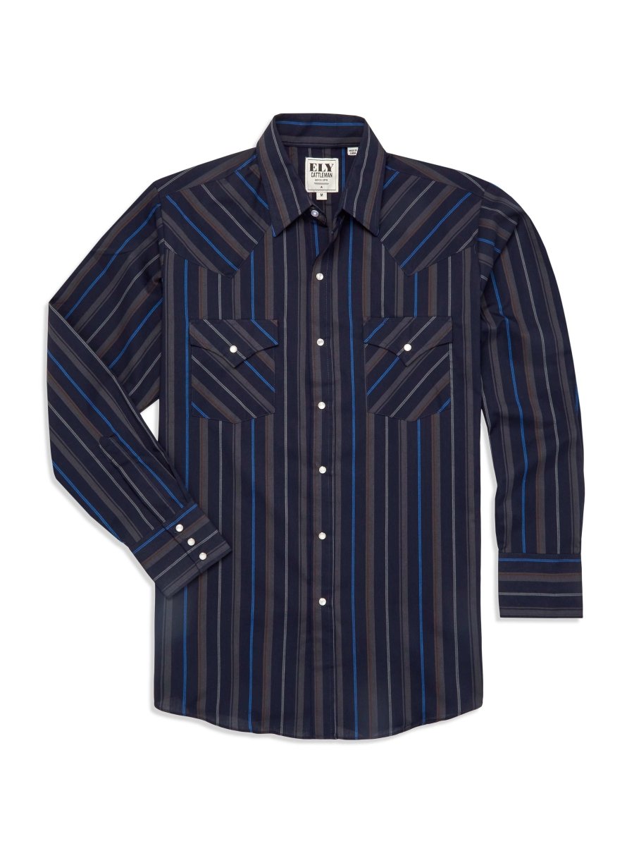 Men's Ely Cattleman Long Sleeve Stripe Western Snap Shirt - Ely Cattleman - Flyclothing LLC