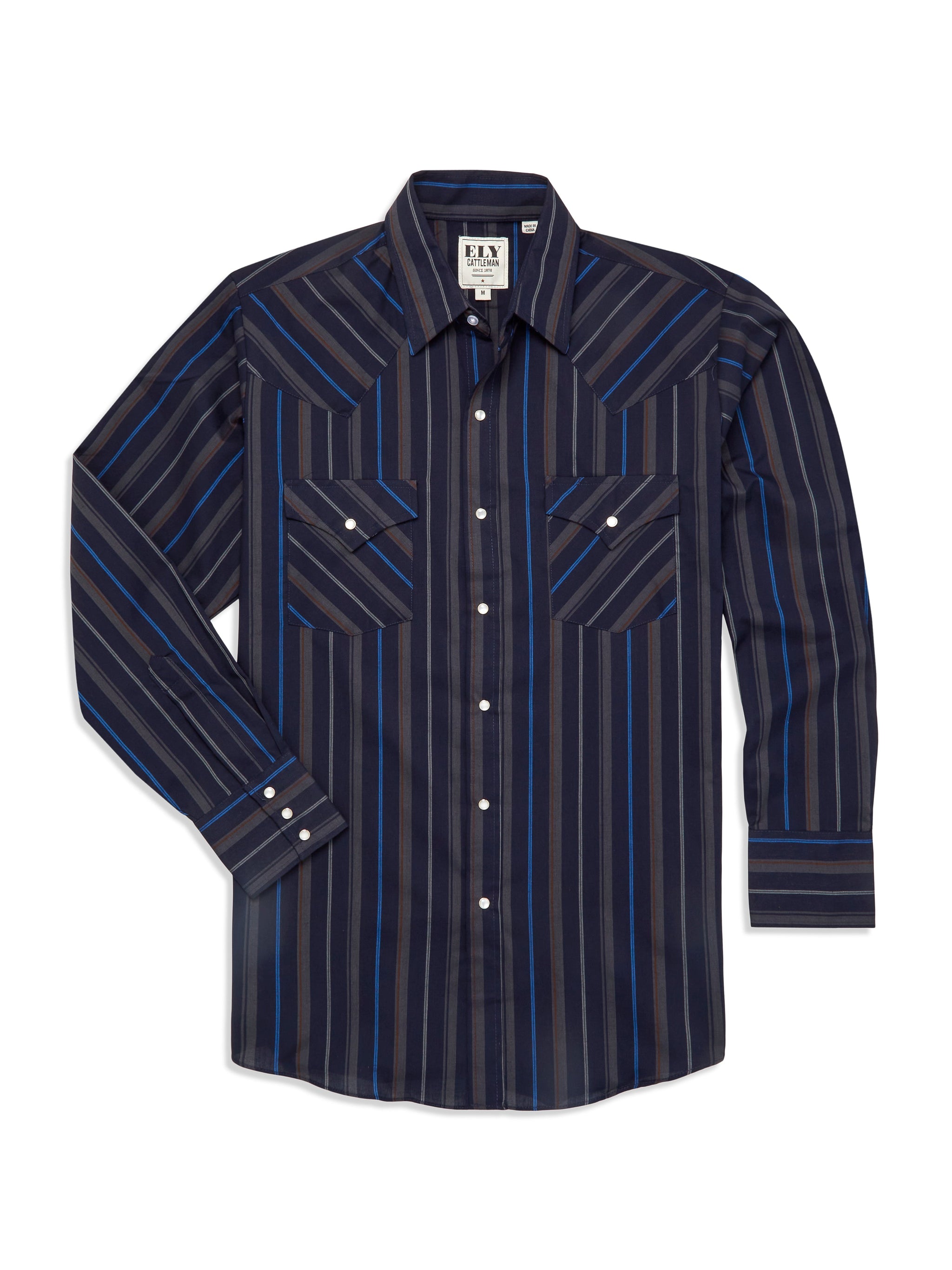 Men's Ely Cattleman Long Sleeve Stripe Western Snap Shirt