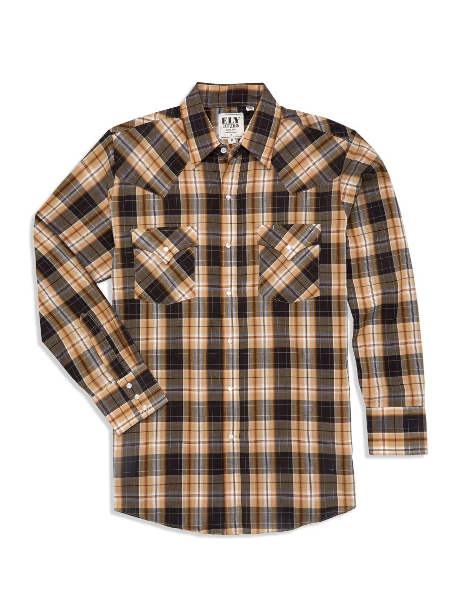 Men's Ely Cattleman Long Sleeve Plaid Western Snap Shirt - Ely Cattleman - Flyclothing LLC